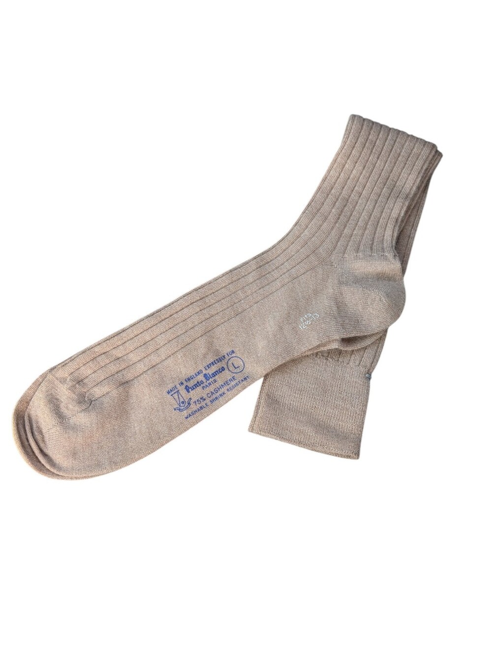 Vintage Cashmere Socks Made In England For Punto Blanco Paris Luxury Fits 12.5